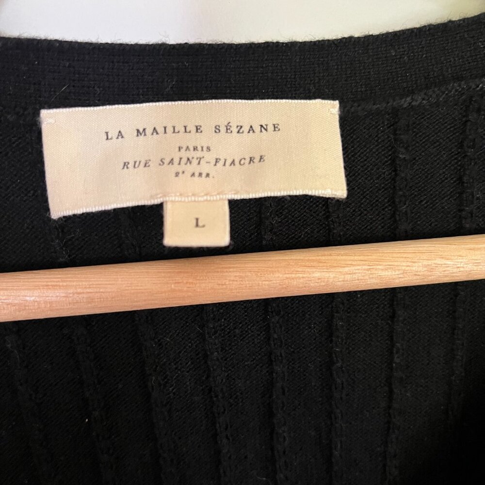 Sezane Black Ribbed Cardigan - Picture 4 of 5